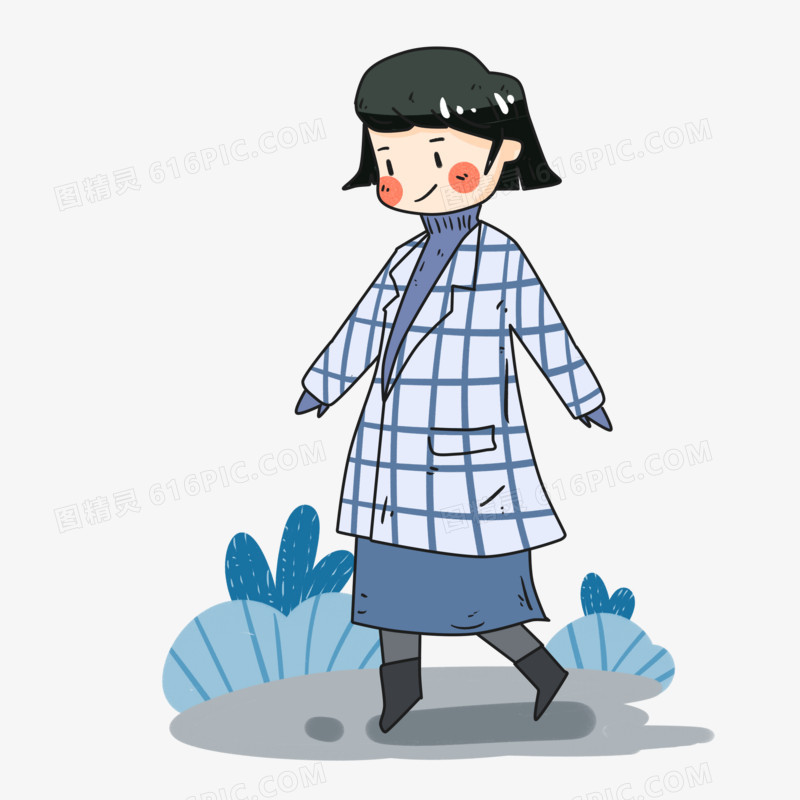 穿呢子大衣的时尚少女