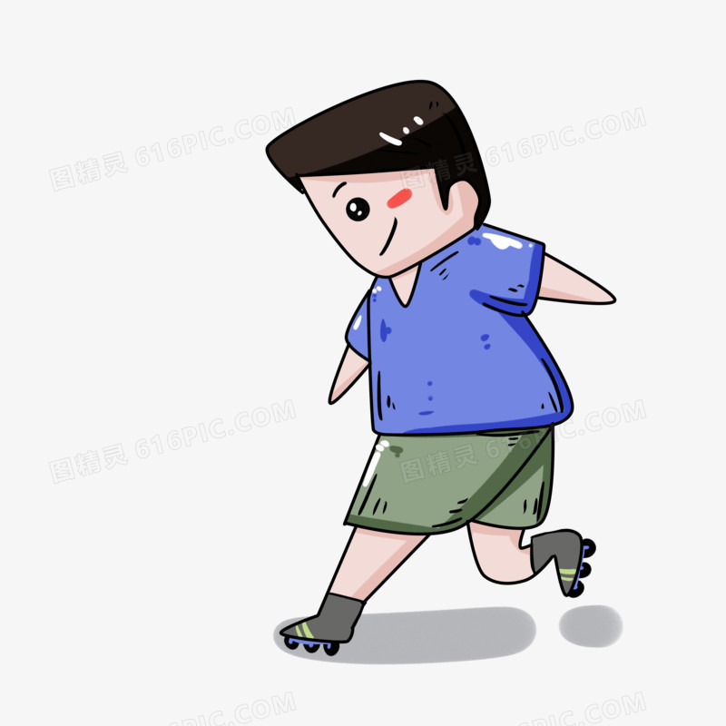 运球男孩溜旱冰插画