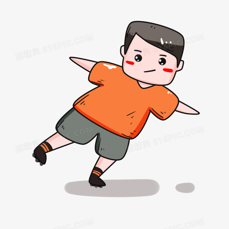 溜旱冰男孩可爱插画
