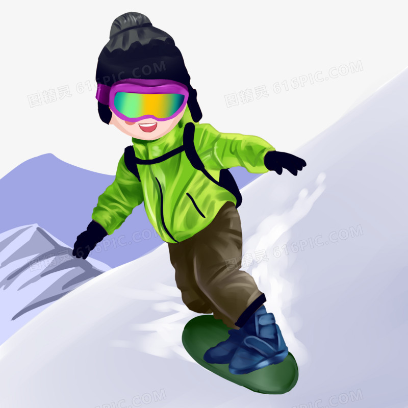 手绘大雪运动素材