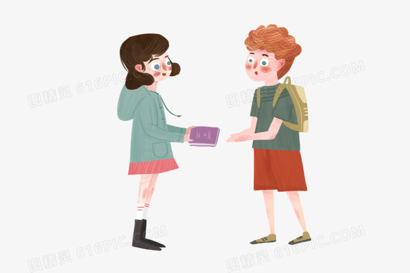 手绘开学同学人物素材