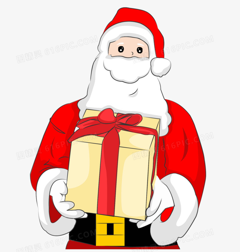 圣诞节之手绘卡通圣诞老人送礼物形象