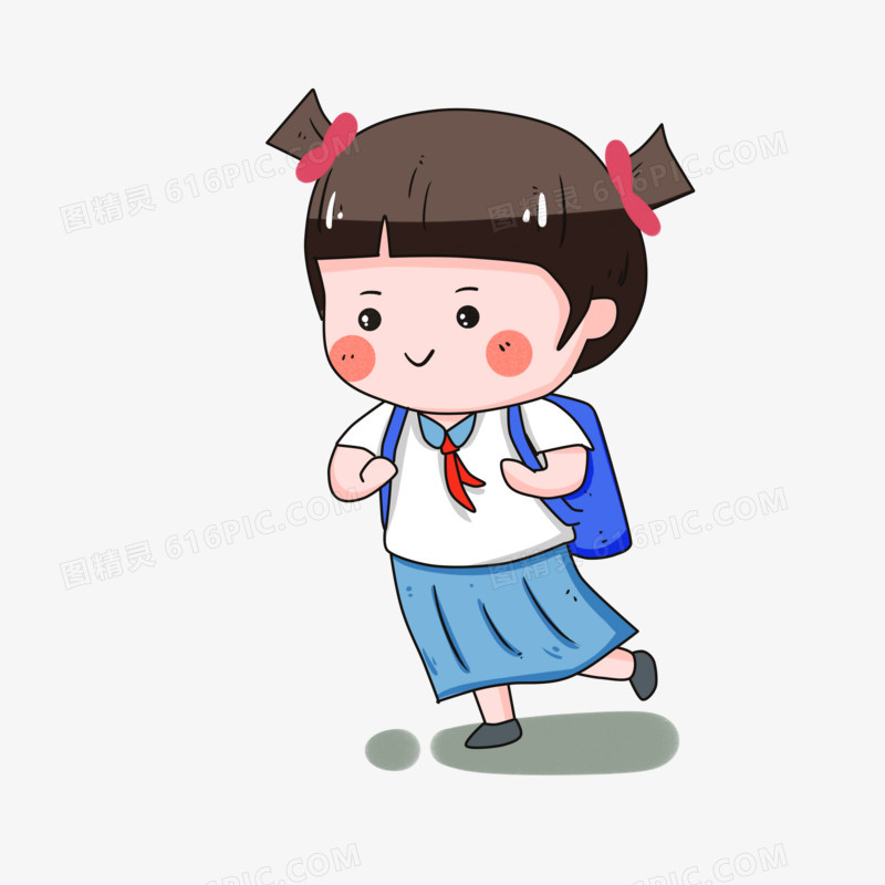 图精灵 免抠元素 卡通手绘 > 背书包上学的女孩 图精灵为您提供背书包