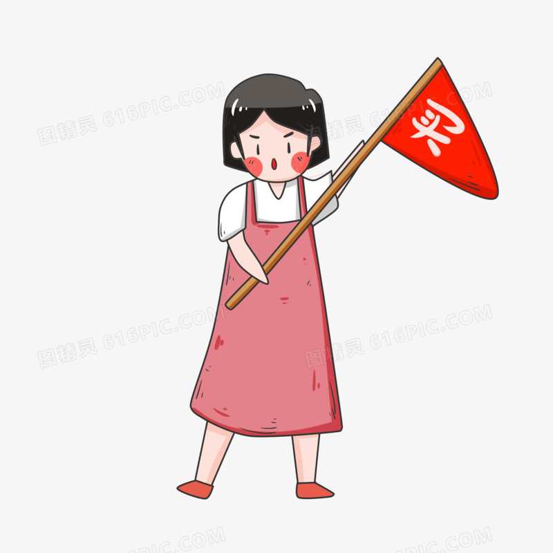 举着旗子的购物少女