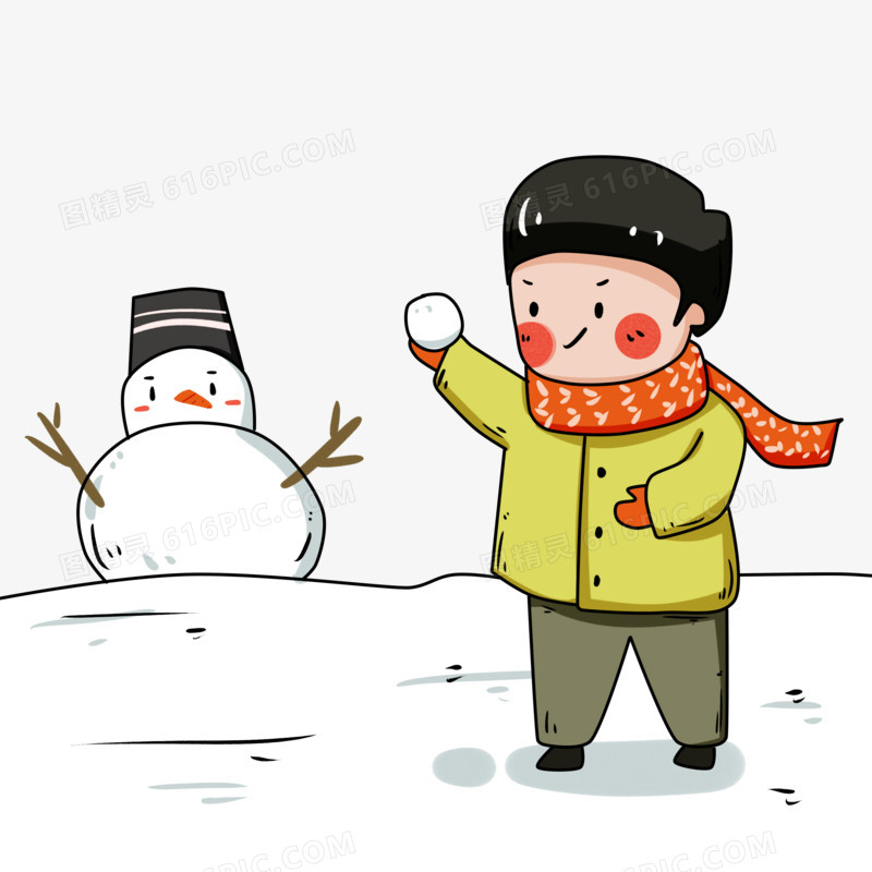 雪地里玩耍的男孩