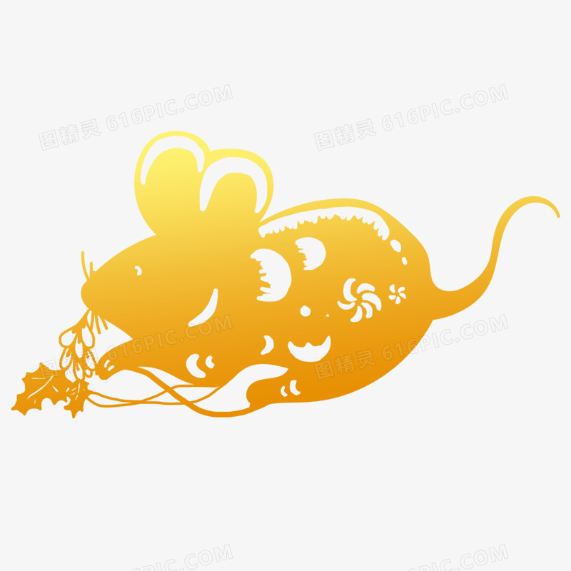 传统金色剪纸老鼠