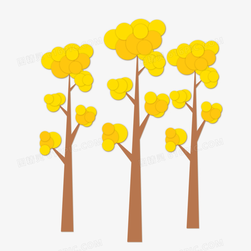 秋季金黄色简直大树