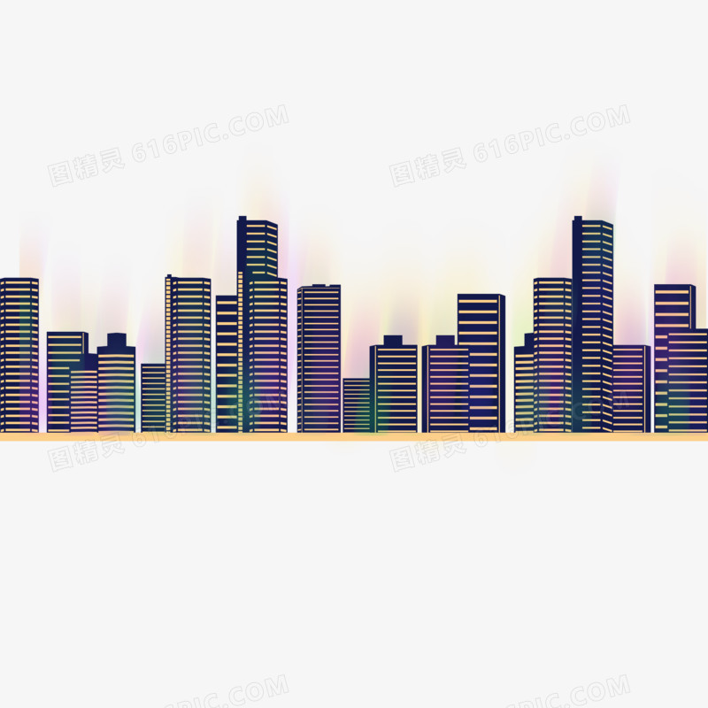 炫彩唯美城市剪影图
