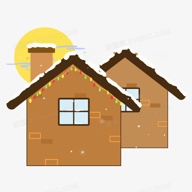 冬季房屋手绘设计