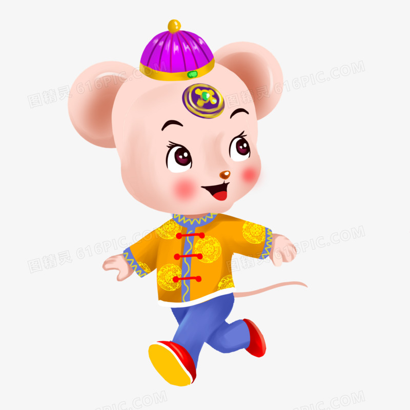 鼠年卡通手绘角色花纹素材
