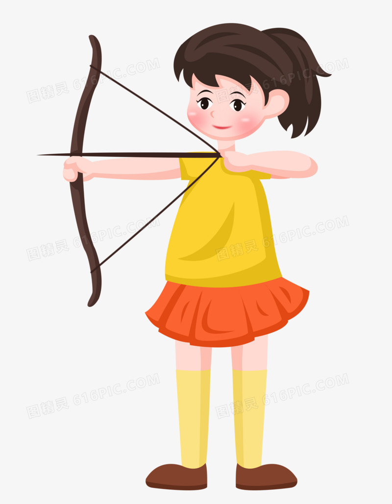 手绘卡通女孩运动射击