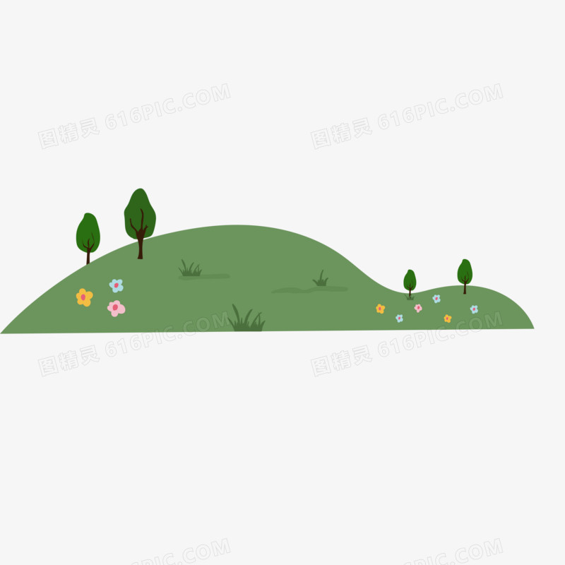 绿色卡通植物草地手绘