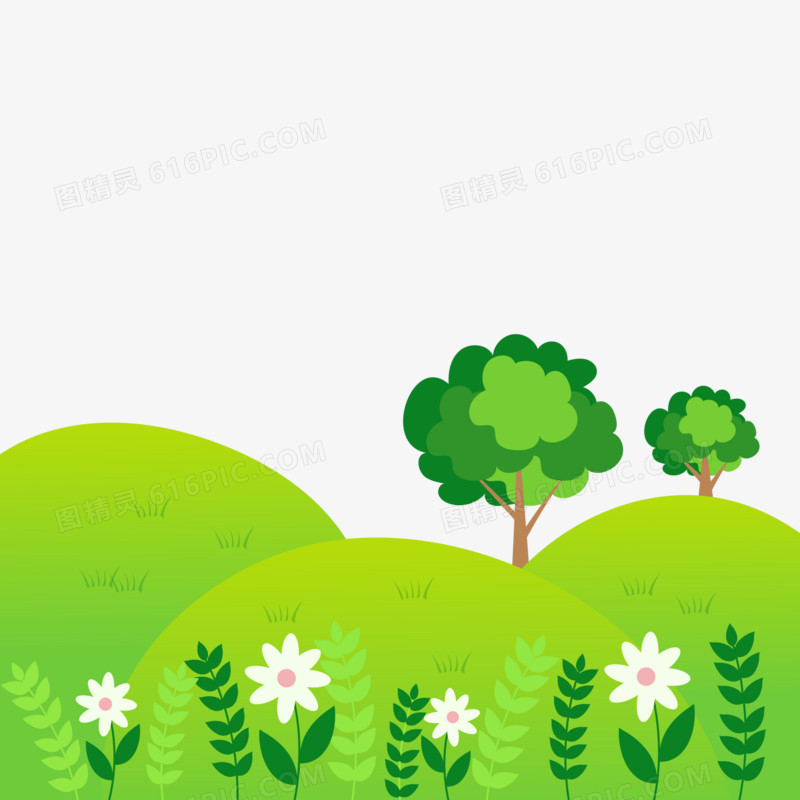 ai矢量卡通植物绿色草地草坪png免抠