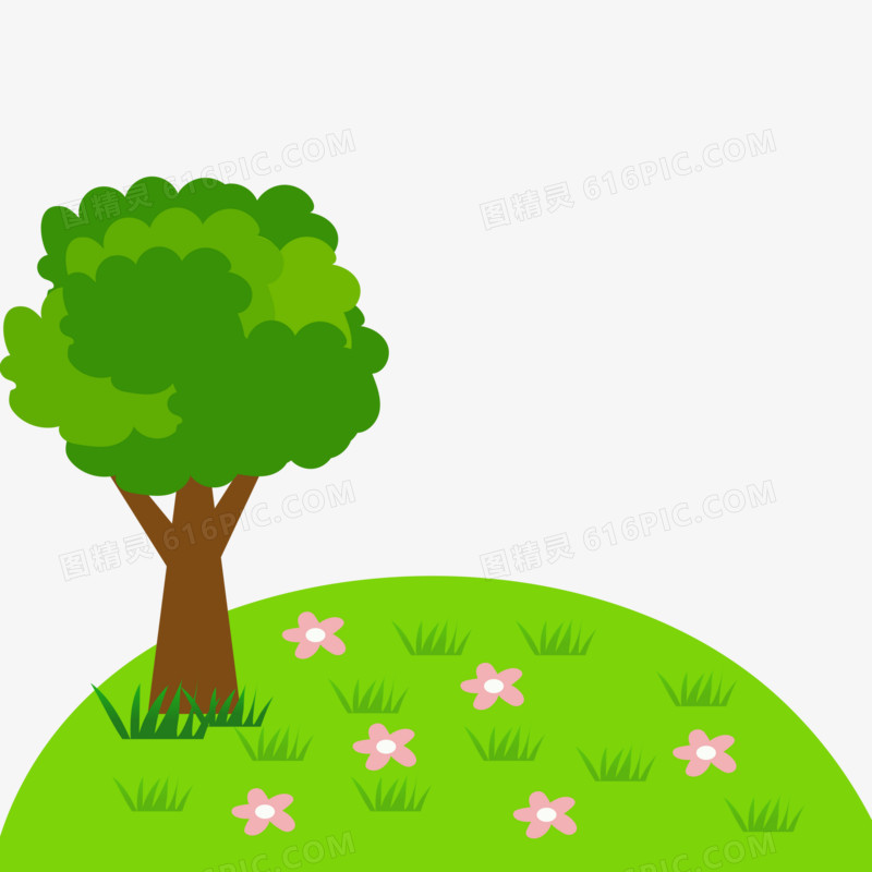 ai矢量绿色植被树木树草坪花草png免抠