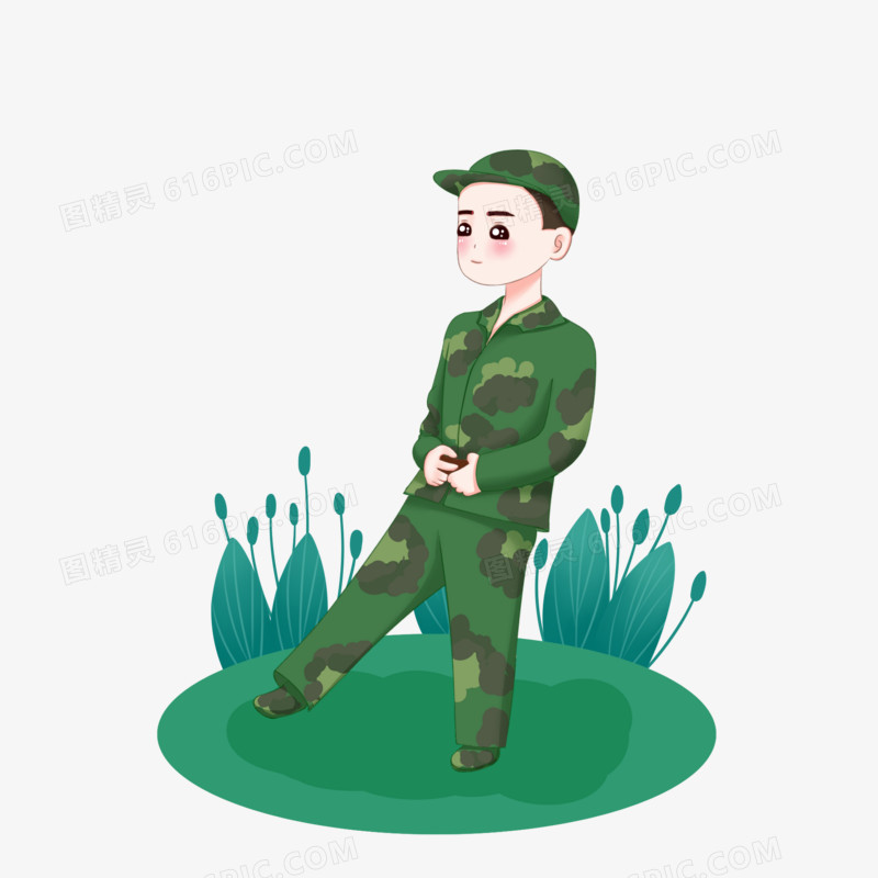 可爱学生军训走正步图