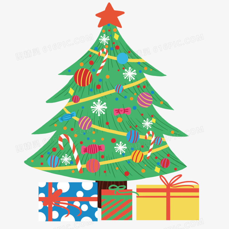 圣诞节元素圣诞树和礼物