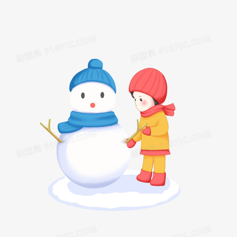 可爱冬季堆雪人人物图