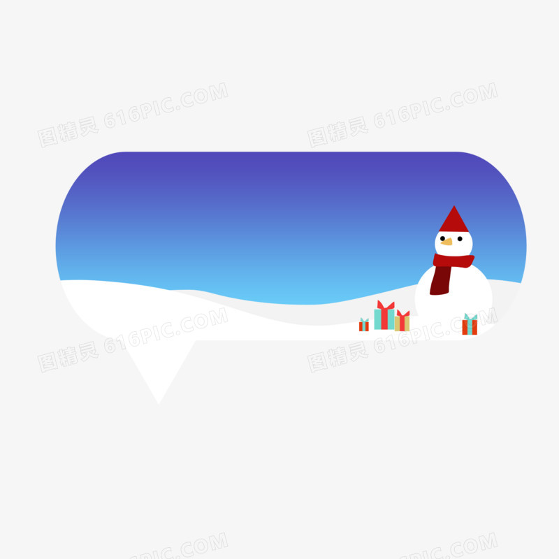 矢量圣诞节雪人礼物对话框边框元素