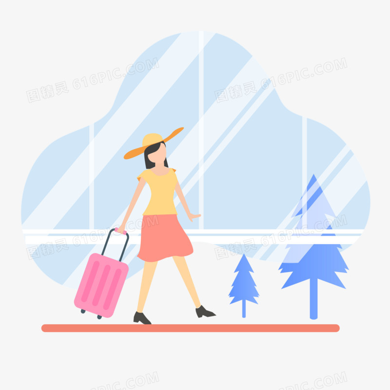 扁平风卡通商务办公出差旅游出游扁平风人物