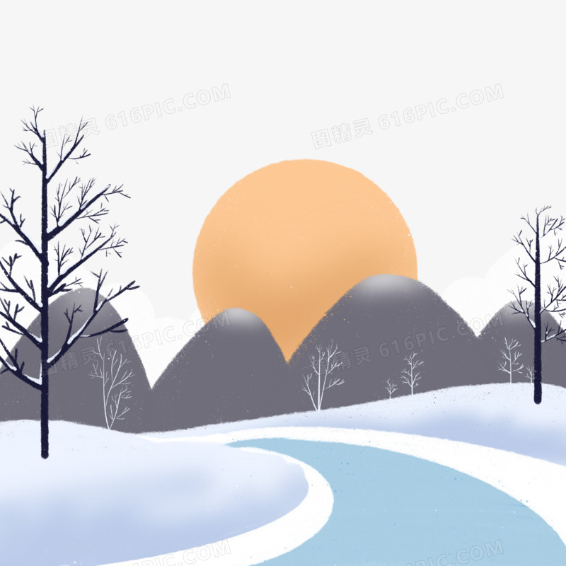 原创雪景底边边框元素 