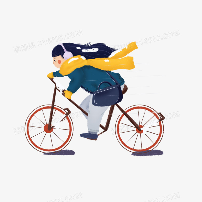 卡通原创骑自行车的人元素