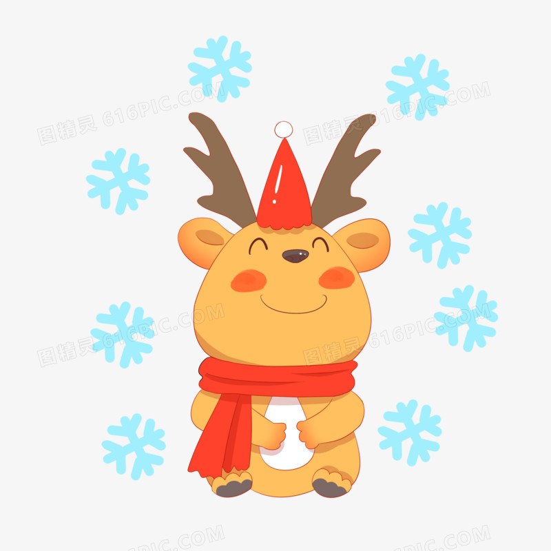 手绘圣诞主题之可爱的小麋鹿