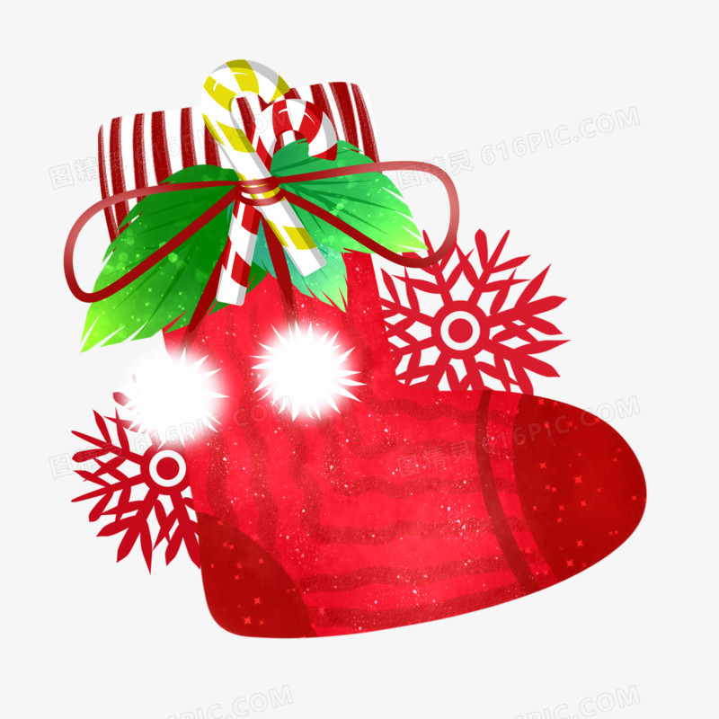 蝴蝶结植物糖果袜子圣诞节节日元素