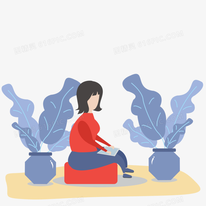扁平风矢量人物办公少女
