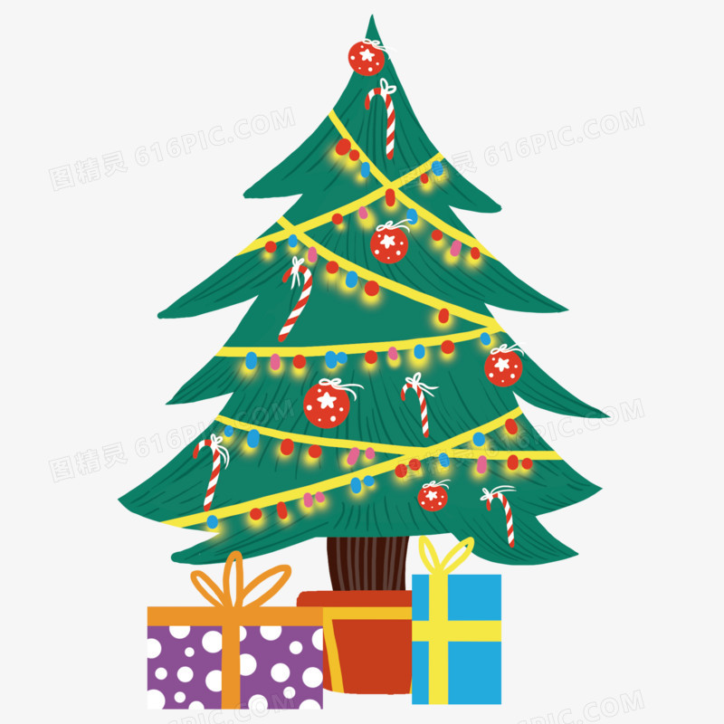 圣诞节元素圣诞树和礼物元素