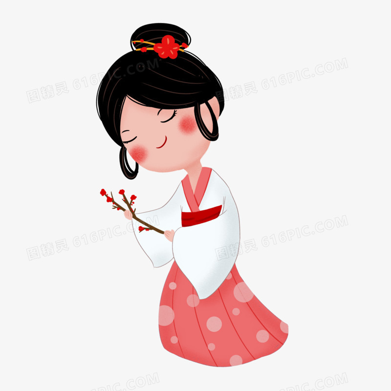 梅花与古风女孩
