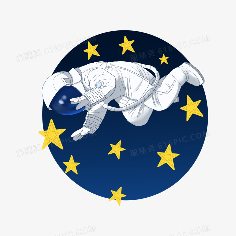 手绘探索宇宙奥秘的宇航员