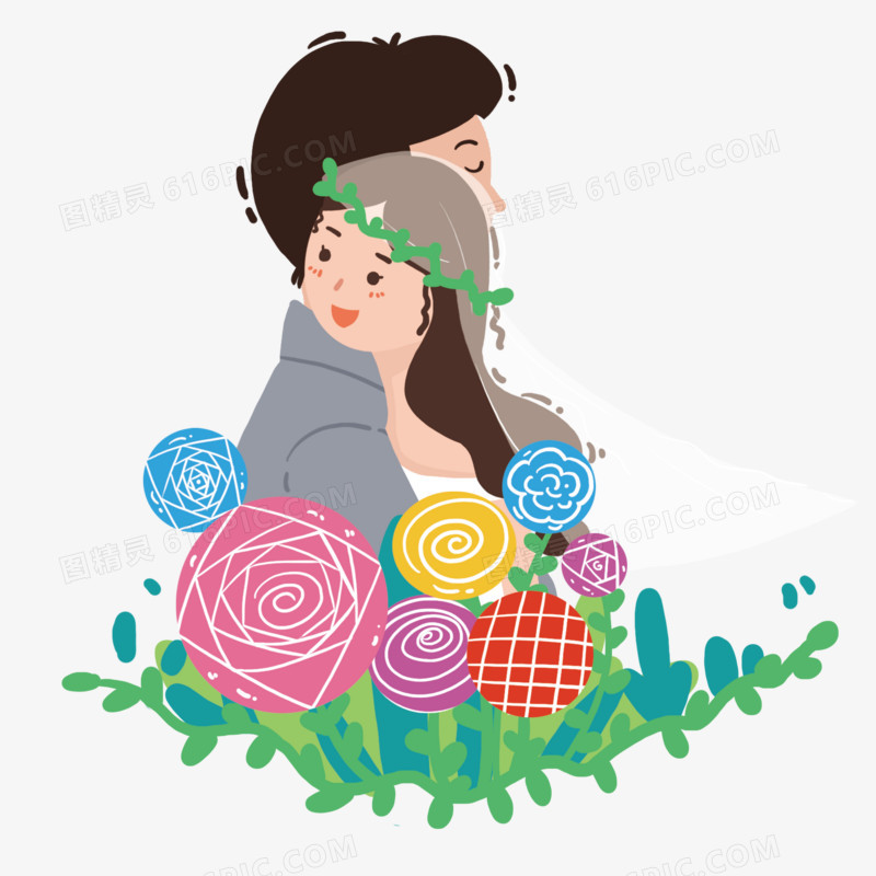 手绘结婚西式婚礼元素
