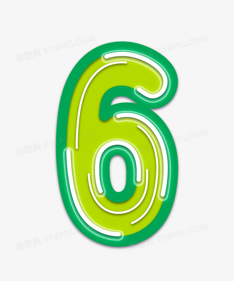 绿色创意数字6字体设计