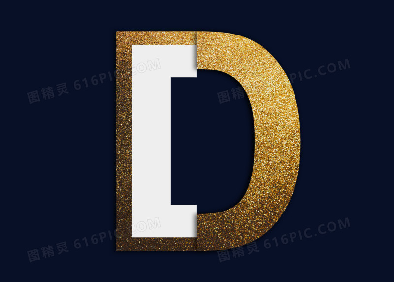 金色创意字母D艺术字
