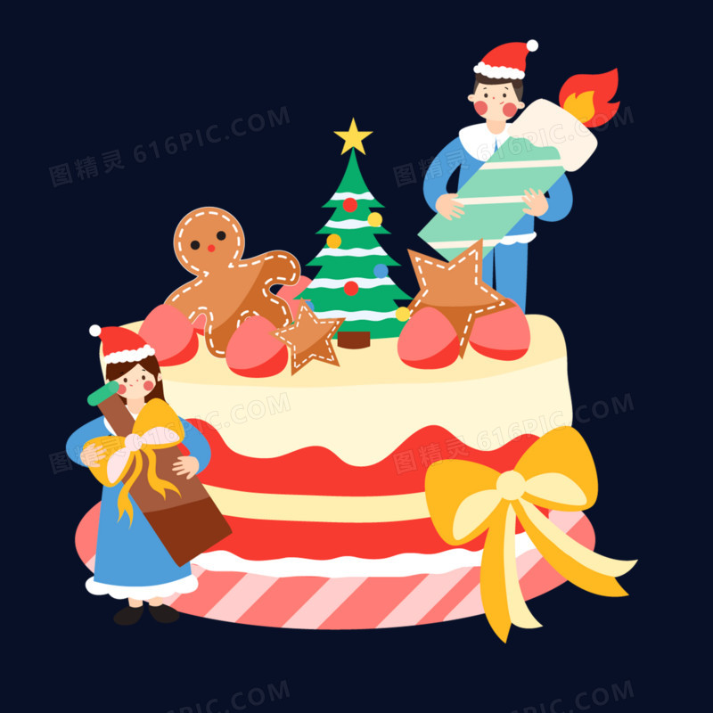 圣诞节平安夜卡通手绘甜点元素