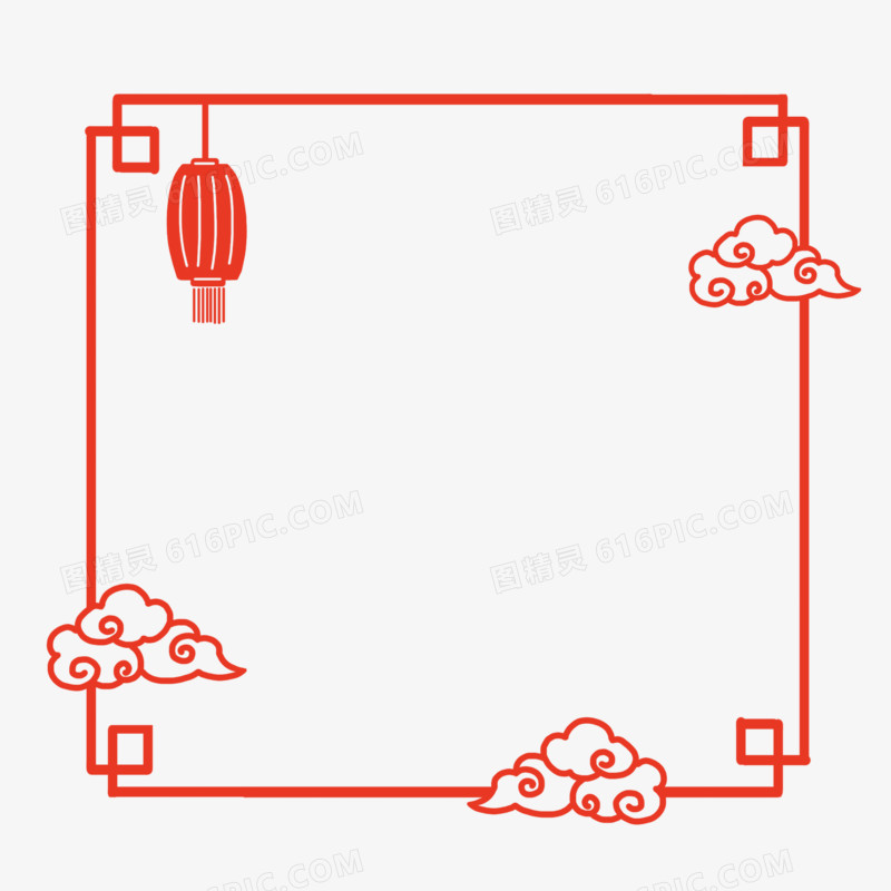 新年祥云灯笼装饰边框