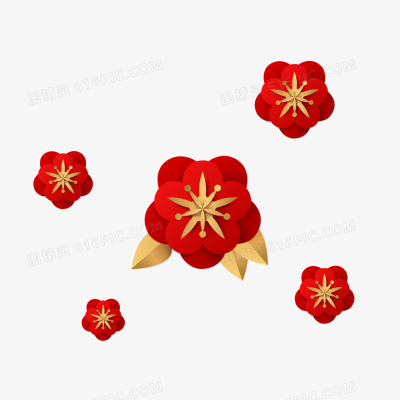中式花卉装饰元素