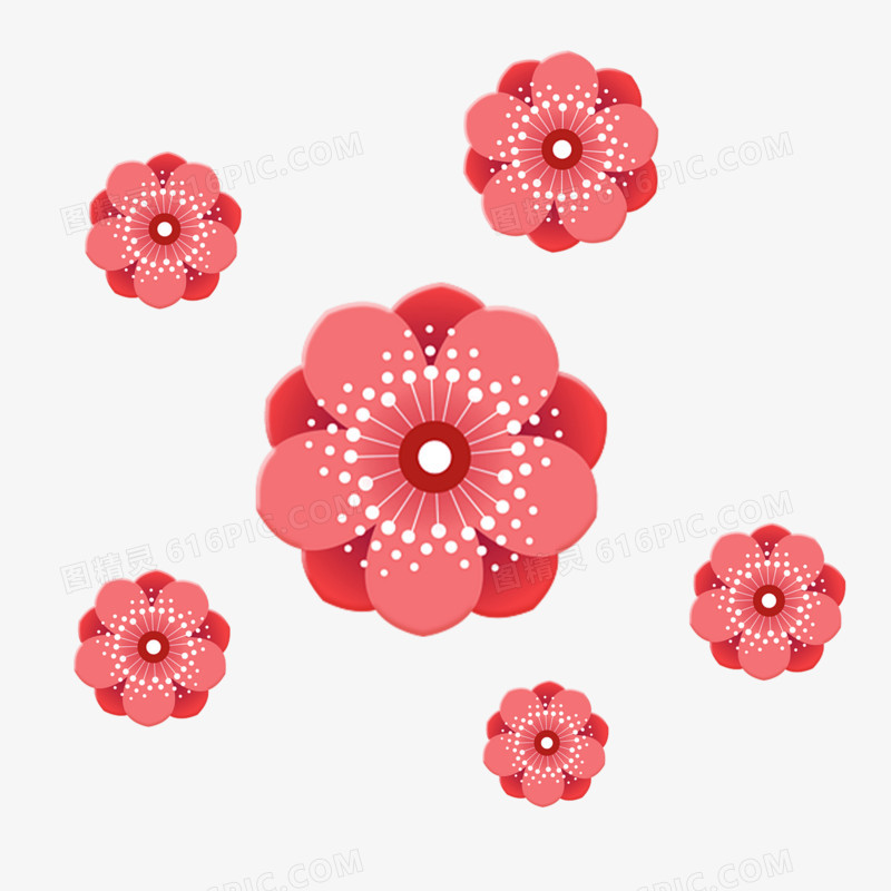 红色装饰花卉元素