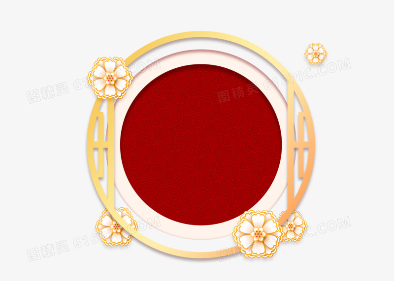 新年喜庆红金传统纹样边框