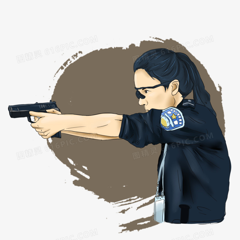 国庆节中国女警帅气射击举枪制服人物