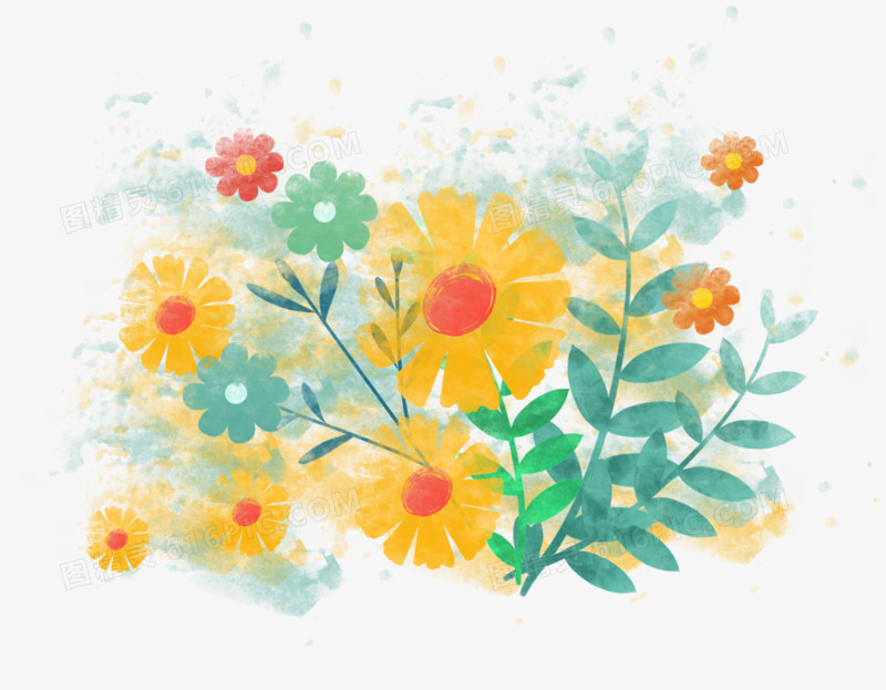 手绘卡通水彩风植物花卉2