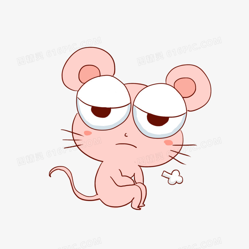 可爱老鼠叹气手绘卡通元素