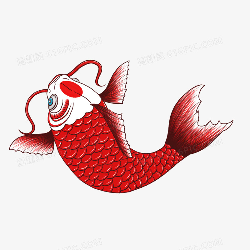 卡通中国风锦鲤水彩鱼元素