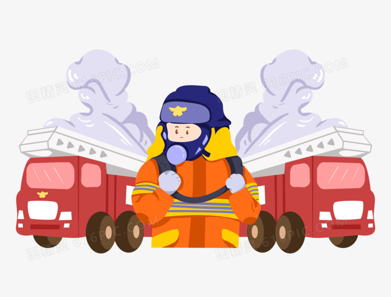 创意消防员人物手绘元素