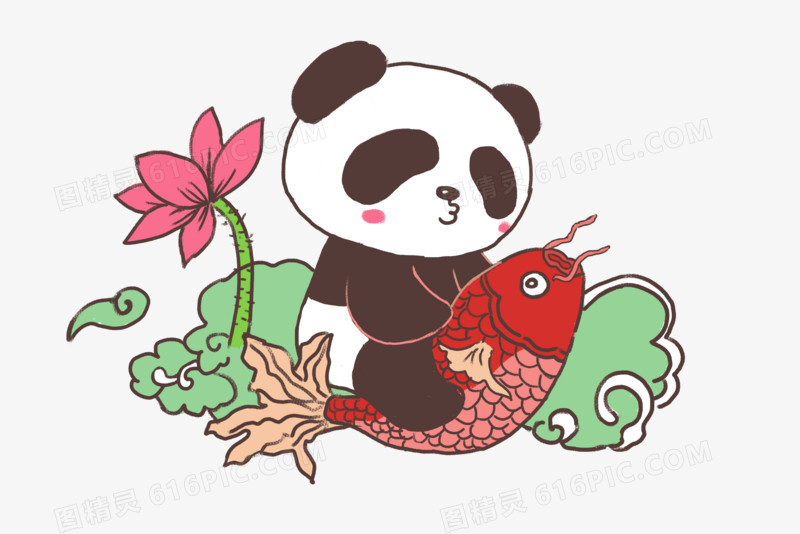 卡通可爱中国风熊猫元素