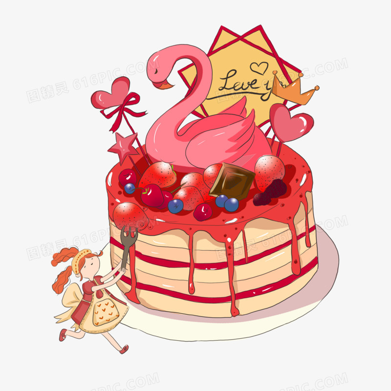 卡通可爱甜食蛋糕健康饮食元素