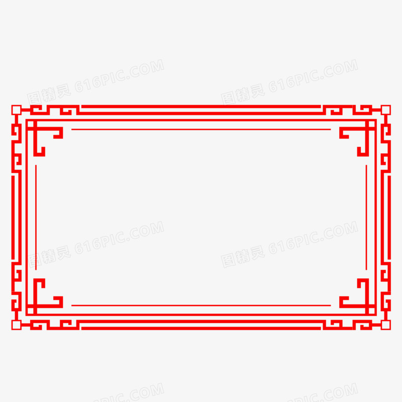 红色简约中式边框元素