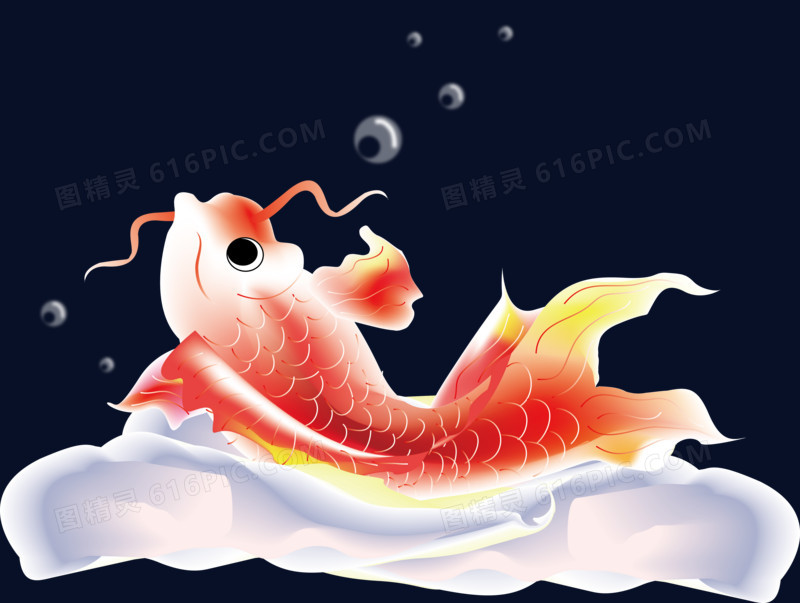 红色中国风手绘锦鲤元素