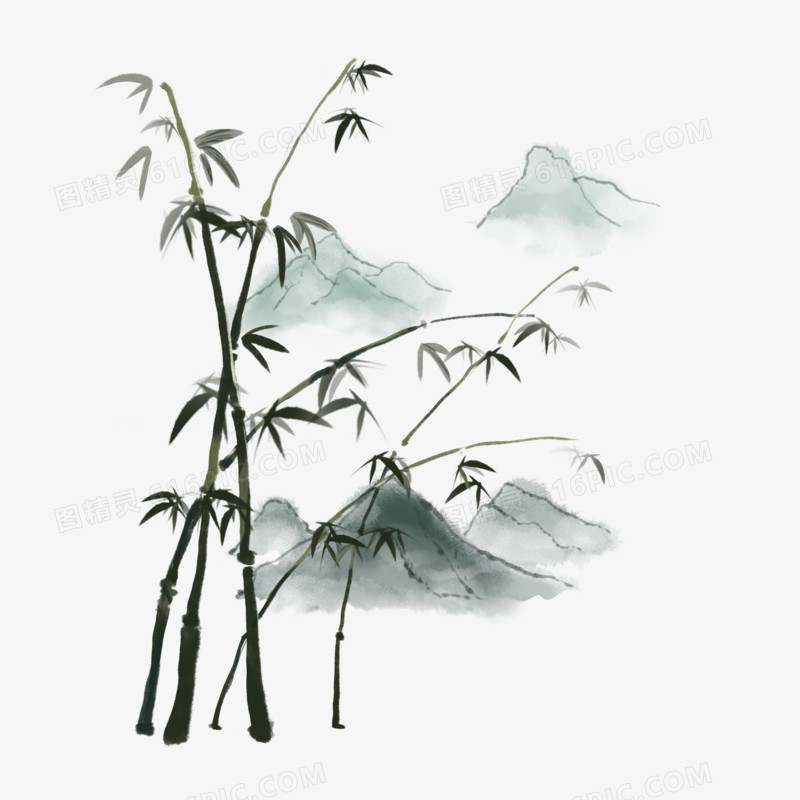 中国风水墨竹子元素