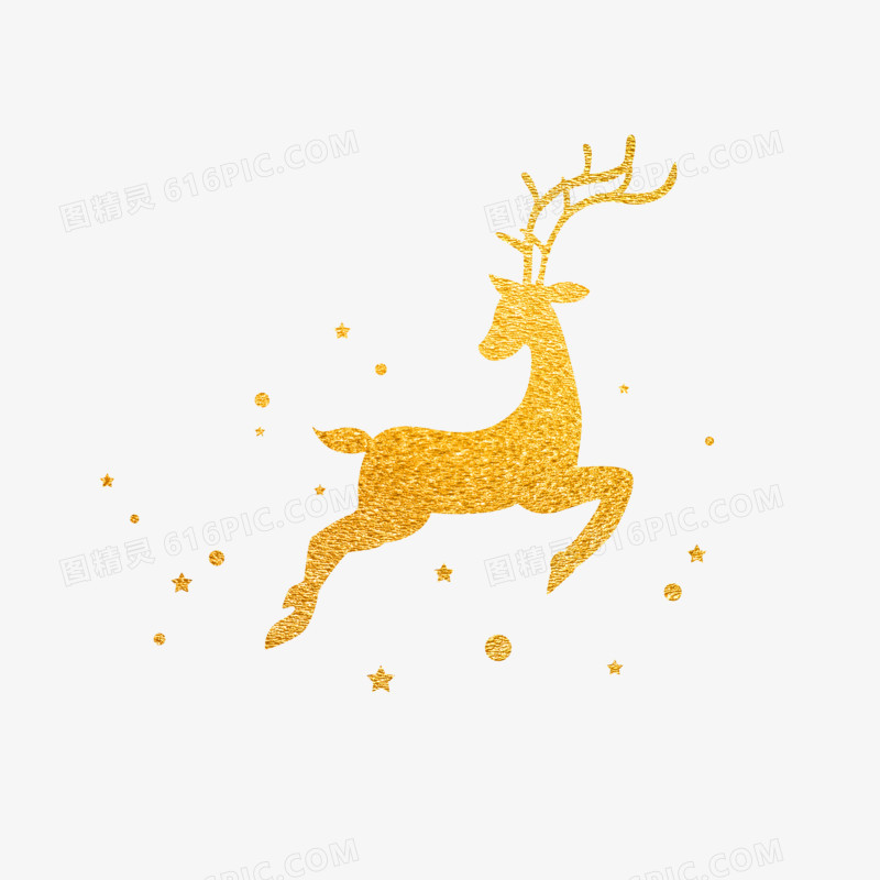 驯鹿圣诞节金色剪影元素